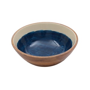 Récipient alimentaire bol arrondi en bois d'acacia pour cuisine domestique restauration utilisé dîner Table haut salade bol de service - Product Image 1