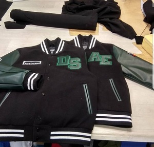Unisex Customised Varsity Jacket Wool Body Real Leather Sleeves Casual Style Letterman Bomber Print Pattern Plus Lightweight - Product Image 2