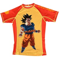 SAQIB&CO Rashguard Unisexe Bleu à Manches Courtes Imprimé par Sublimation Goku Séchage Rapide UPF50+ Anti-Bactérien Respirant Écologique