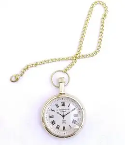 Indian Look Gandhi Watch Pocket Watch with Long Chain Brass Finish Pocket Watch CHLW014