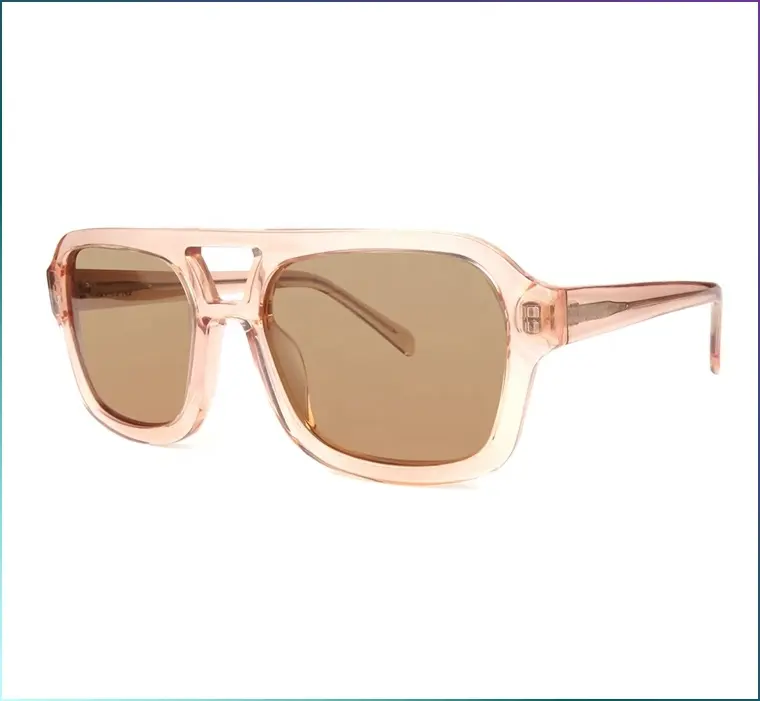 Customizable Acetate Sunglass Tortoise Color Square Aviation Sunglasses nylon lenses Green TAC Lens Polarized sunglasses 2022