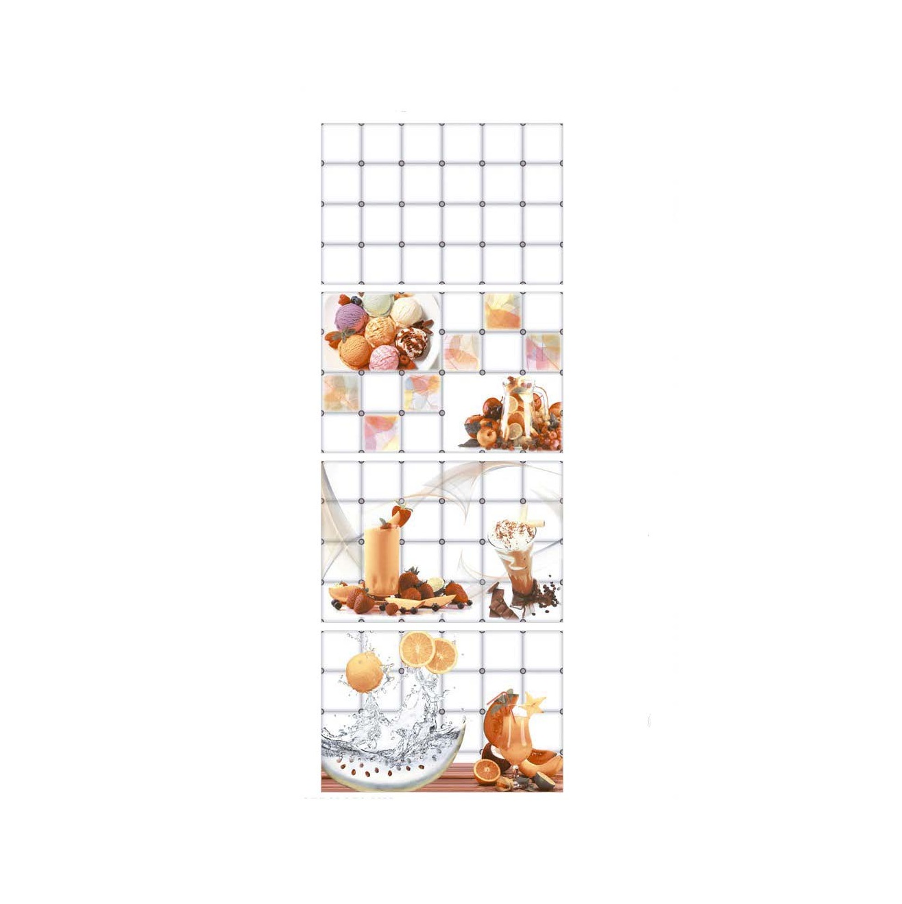 250x375mm ceramic white color fruit design unique kitchen glossy glazed wall tiles