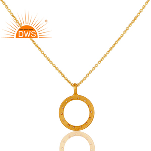 Collar de plata de ley chapado en oro de 18k, joyería, conjunto de topacio blanco, diseño circular, colgante, collar, proveedor de joyería - Product Image 3