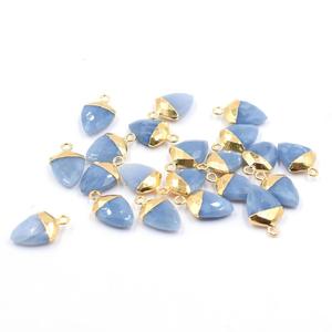 <b>Blue</b> <b>Opal</b> 17 to 19 MM With Bail Shield Shape Gold Plated Pendant Jewelry Making Handmade Findings - Product Image 4