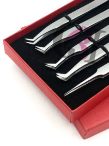 Pince à épiler en acier inoxydable avec votre propre logo personnalisé Meilleur design Argent Russe Volume Extension de cils droits Outils de beauté - Product Image 2