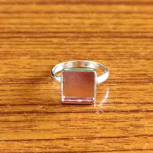 Acero inoxidable sin piedras preciosas Ajuste en blanco Bisel Copa 925 Plata de Ley 27 MM Collet Forma cuadrada Anillo liso Joyería fina - Product Image 3