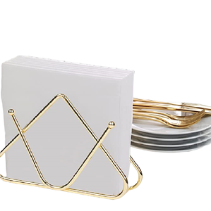 Élégant porte-serviettes doré Design antique moderne Vaisselle Porte-repas Rangement élégant Idéal pour la cuisine et le mariage - Product Image 1