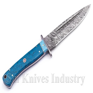 Couteau de chasse de damas, fait à la main, avec espaceur de pierre turquoise et manche de feuille de résine (Smk1349), nouveau - Product Image 4
