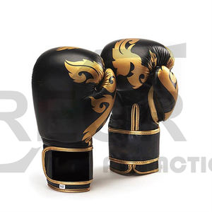 Guantes de boxeo en forma de China, diseño personalizado de gimnasio, boxeo, entrenamiento, cuero negro, Fitness, rojo, Logo personalizado de PVC, Color MMA - Product Image 4