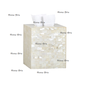 Caja de servilletas de madera y nácar Caja de pañuelos de servilleta de forma cuadrada de calidad superior para superventas - Product Image 1