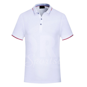 Nouveau été sur mesure dernier Style à la mode couleur unie hommes plaine coton tissu polos - Product Image 3