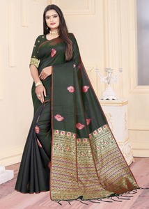 New Saree Designer Mirror Work Flower Design Soft <b>Silk</b> <b>Fabric</b> Digital Print Maroon Color Sari with Blouse India Ethnic Garment Alphanumero - Product Image 5