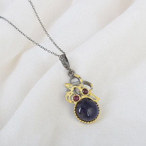 Gran Venta de colgantes y dijes finos de plata de ley con piedras preciosas de amatista y granate, mayorista de joyería fina al por mayor - Product Image 2