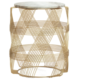 <b>Marble</b> Top <b>Table</b> With Metal Wire Round Base Elegant Metal Side <b>Table</b> Perfect for Living Rooms Bedrooms Or Patios Adds Style - Product Image 4