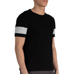 T-shirt homme noir uni en coton pur, manches courtes, vente en gros OEM, qualité garantie. - Product Image 5