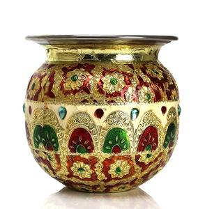 Meenakari Steel Enamel Work Kalash <b>Lota</b> Flower Design Indoor & Outdoor Decorative Showpiece Wedding Gifted Item - Product Image 2