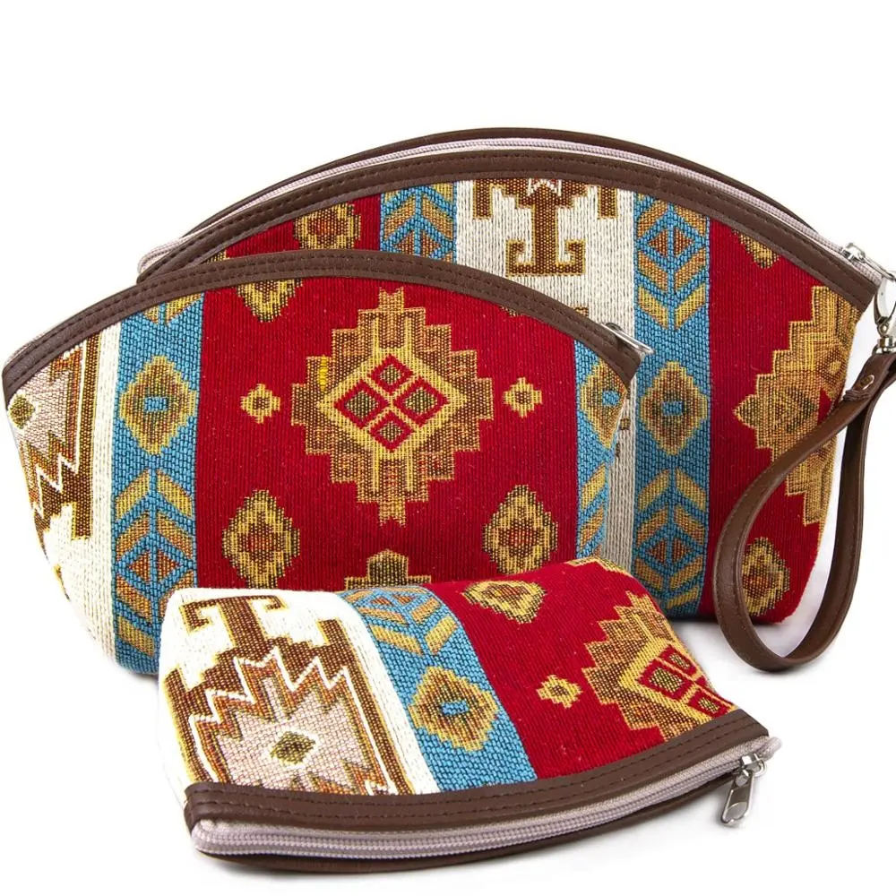 Шикарная винтажная косметичка в стиле бохо Kilim Desing-тройной набор бумажников из Турции