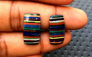 High Quality 2-Piece Natural <b>Rainbow</b> Calcsilica Cabochon Beautiful Rectangle Shape Loose Gemstone Beads Smooth Stone Jewelry - Product Image 2