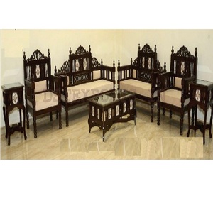 Traditional Indian Style <b>Sofa</b> Set for Home <b>Antique</b> Hand Carved Wooden <b>Sofa</b> Set <b>Antique</b> Wooden Brown Finish Living Room - Product Image 1