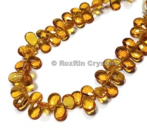 Perle Briolette de perle à facettes en Quartz Citrine naturelle, anneau en pierre naturelle, pour la Citrine - Product Image 1