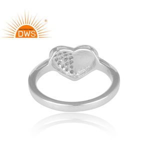 Anillo de Bodas de diamante pavé de plata de ley chapado en rodio blanco en forma de corazón, joyería para mujer, regalo para ella - Product Image 4