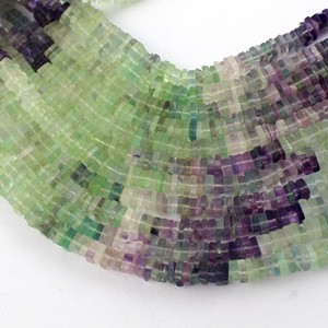 Fluorite ombrée Heishi 3-4mm pierre précieuse naturelle de qualité supérieure vente en gros perles forme carrée cristaux pierres de guérison - Product Image 1