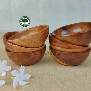 Handmade Crafted Vintage Life Inc Set of Wooden <b>Small</b> Bowls made of natural Sheesham wood for food stuff herbs spices & nibbles - Product Image 1
