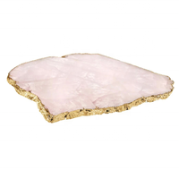 Plateau en pierre de quartz rose doré, pierre naturelle, cristal, plateau de guérison, pierres précieuses, agate, grossiste