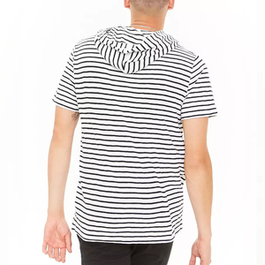 Alta calidad 100% algodón venta al por mayor camiseta de gran tamaño con capucha Hip Hop camisetas a rayas de los hombres - Product Image 2