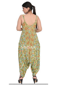 Combinaison d'été pour femmes, imprimé en soie et viscose, style bohème, pantalon ample, combinaison de plage pour femmes - Product Image 6