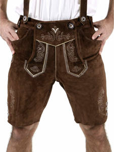 Custom Designed <b>Men's</b> Bavarian Oktoberfest Lederhosen Brown Bavarian <b>Shorts</b> Embroidery Latest German Canvas Bavarian Pants - Product Image 2