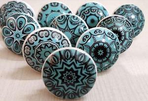 Boutons en céramique au design floral vintage de couleurs assorties pour les poignées de tiroir de porte d'armoire, quincaillerie chromée pour la cuisine, la maison et la commode de bar - Product Image 6