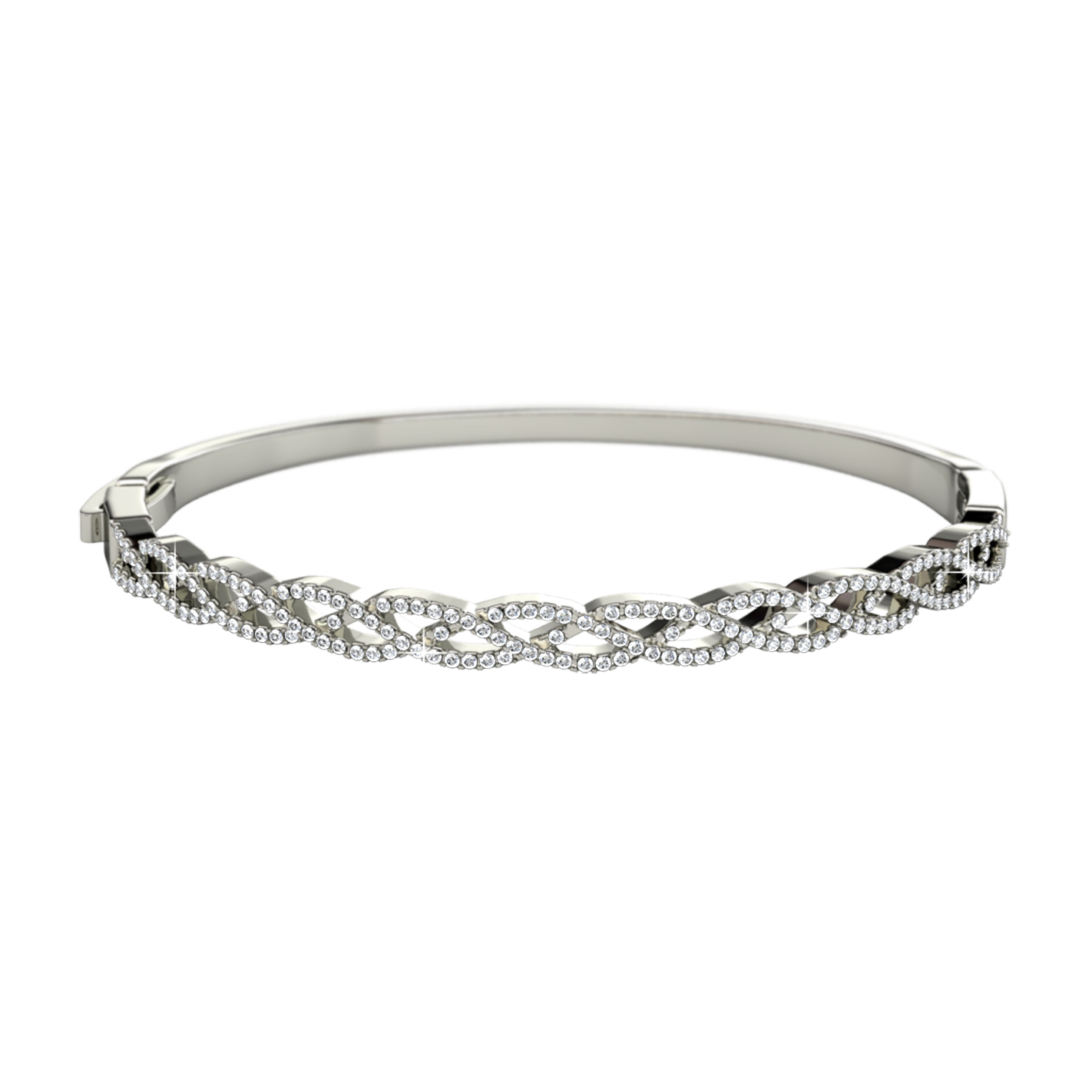 Brass With 18k White Gold Plated Delicate Women Bangle
