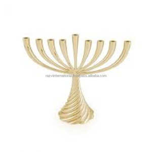 High Quality Gold Plated Metal Aluminium Menorah Unique Design Handmade Candlestick Holder for Home Decoration for <b>Easter</b> - Product Image 1