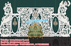 Latest Wedding Fiber Carved <b>Backdrop</b> Panels High Quality Golden Paisley Indian Wedding Stage Back <b>Frames</b> At Factory Prices USA - Product Image 3