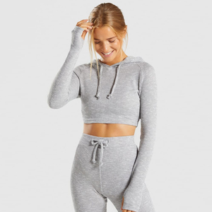 High Quality Blank Customized Logo Long Sleeve Crop <b>Top</b> Hoodie Women Cotton Casual Hoodies for Women - Product Image 4