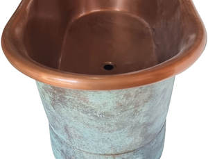 Bañera de cobre con acabado antiguo, elegante bañera independiente hecha a mano de alta calidad, color verde - Product Image 5