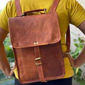 กระเป๋าเป้สะพายหลังหนังแท้,กระเป๋าหนังใส่เอกสารแบบสองในหนึ่งกระเป๋าหนังโลโก้ออกแบบเองได้ - Product Image 1