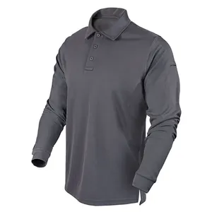 Wholesale Autumn Men Anti-wrinkle Security Guard Operator Tactical Black Long Sleeve uniform Polo Shirt WIth Pencil Pocket