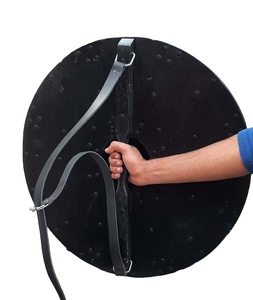 Armadura de escudo redondo de madera de Guerrero Medieval, protector de madera templaria con diseño de parche de acero único, Vikingo - Product Image 3