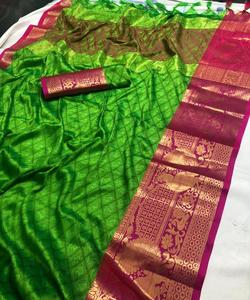 Banarasi Seda Jacquard Saree Blusa Señoras Uso diario Fiesta Festival Desgaste Algodón suave Seda Sari Venta al por mayor Precio bajo Indio - Product Image 4