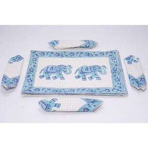 Ethnisches 12-teiliges Set Indische Baumwolle Elefant bedruckte Servietten Holiday Banda nna Taschentuch Esstisch matte für Zuhause inspiriert - Product Image 3