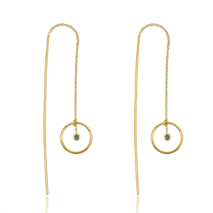 Hermosos Pendientes chapados en oro, pendiente de cadena larga de piedras preciosas de ónix verde de Plata de Ley 925 para damas y niñas - Product Image 1