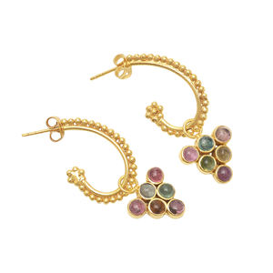 Pendientes de plata de ley 925 con gema de turmalina, joyería fina hecha a mano, de diseño - Product Image 1