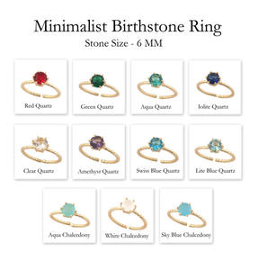 Offre Spéciale dame bague 6mm diamant coupe Lite bleu Quartz or/argent plaqué griffes ensemble réglable doigt ouvert pour la vente en gros - Product Image 2