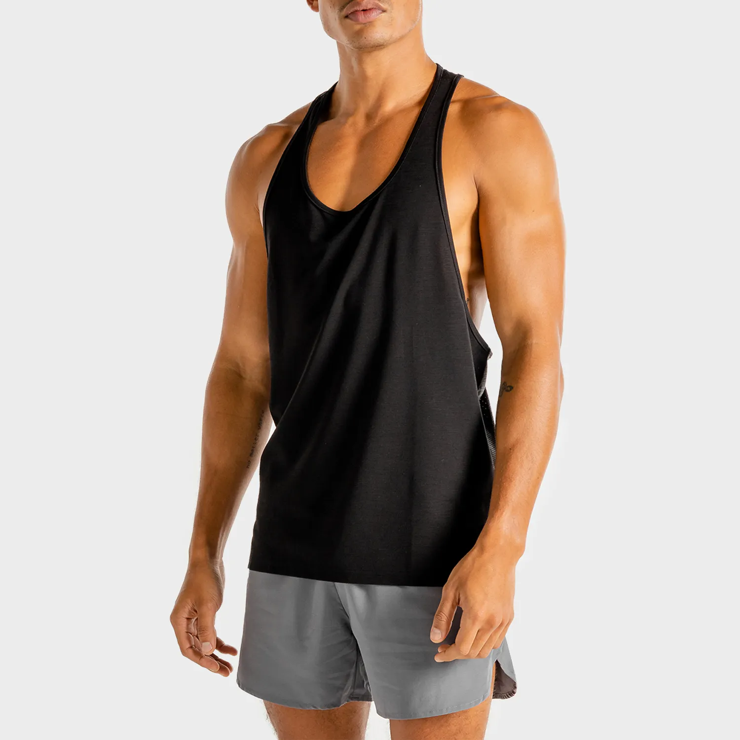 Vente en gros de vêtements de sport de haute qualité pour hommes, vêtements de sport, Fitness, ourlet rond, entraînement musculaire, débardeur avec poche zippée