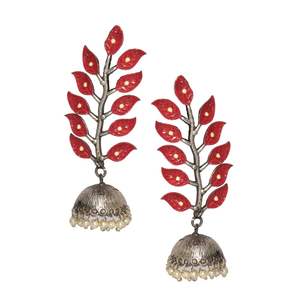 treanding handpainting silver look alike hoop stud earings - Product Image 1