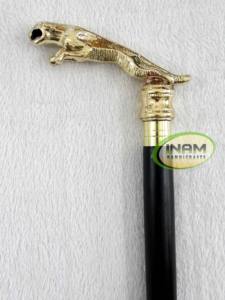 Bâton de marche en bois de conception de qualité supérieure avec poignée jaguar dorée en laiton/cannes de marche en bois avec poignée jaguar en laiton - Product Image 4