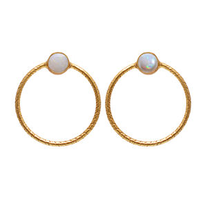 Genuine Round Opal Gemstone Round Stud <b>Earrings</b> Solid 925 Sterling Silver Handmade <b>Earring</b> Fine Jewelry Casa De Plata - Product Image 1