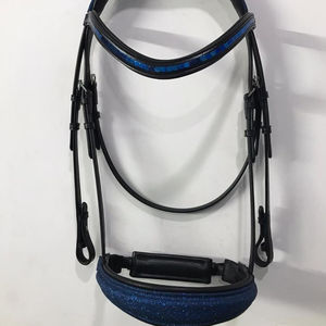 Brida de lujo para caballo con purpurina y frontal de hematita a juego, forro de neopreno, disponible en múltiples opciones de color. - Product Image 1